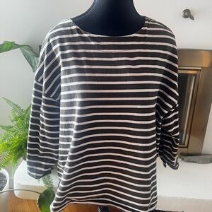 Chic Striped Khaki Green and White Women's Top